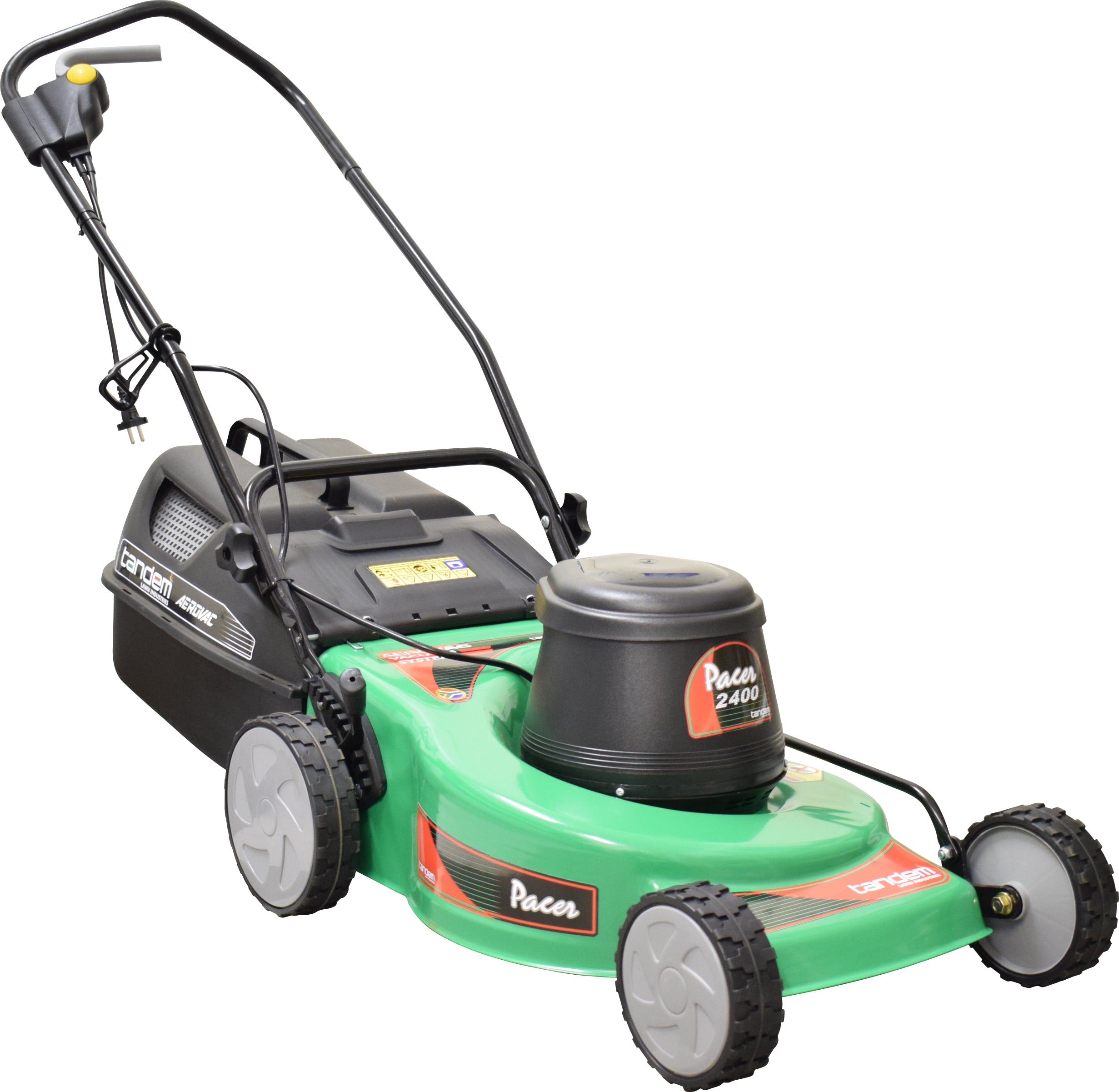 Tandem aerovac electric lawn mower sale